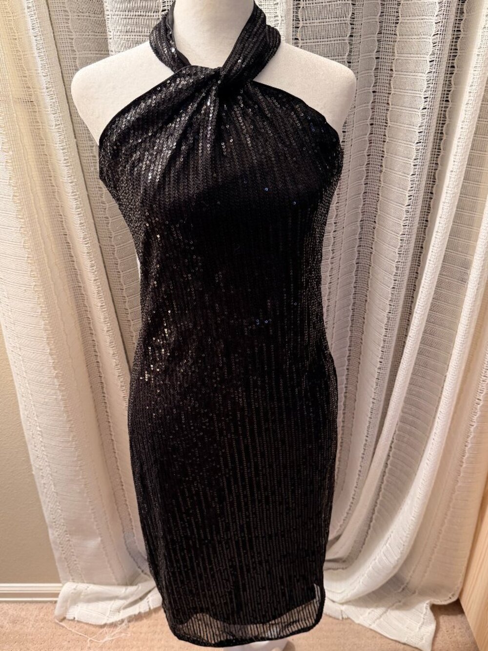 Black sequin cocktail dress